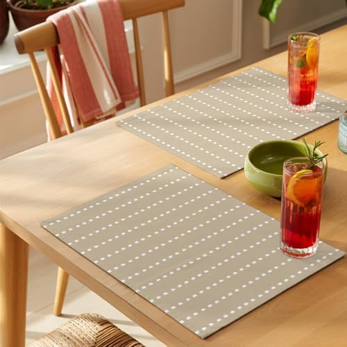 Round Placemats Set of 8 Neutral Sandy Place Mats Rustic Minimalist