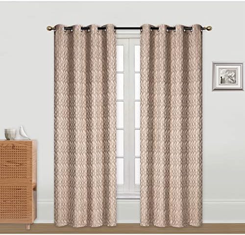ih casa décor Jacquard W 8 Grom (Cubic) (Taupe) (84") -Set of 2