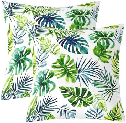 jejeloiu Tropical Leaves Botanical Reversible Throw Pillow Covers 22 x