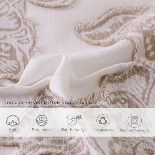 meadow park Cotton Clipped Jacquard Duvet Cover Set Queen, 3 Pieces