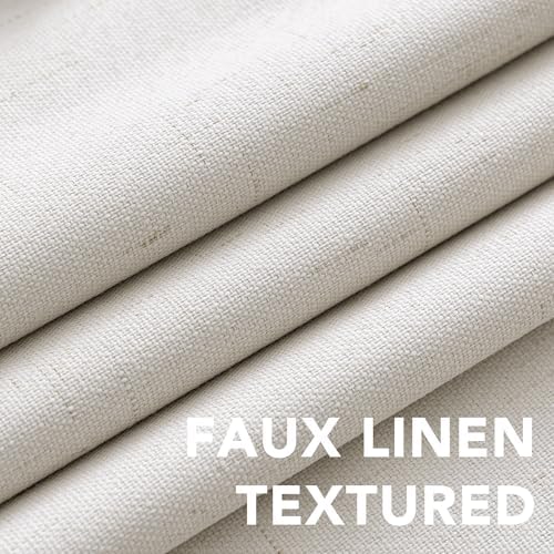 H.VERSAILTEX 100% Blackout Linen Curtains 108" L 2 Panels Ivory