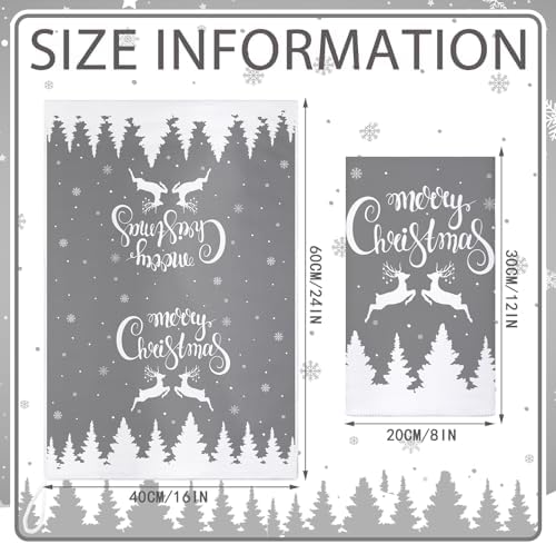 Sratte 4 Pcs Gray Christmas Kitchen Towels 16 x 24 Inch Winter Hand