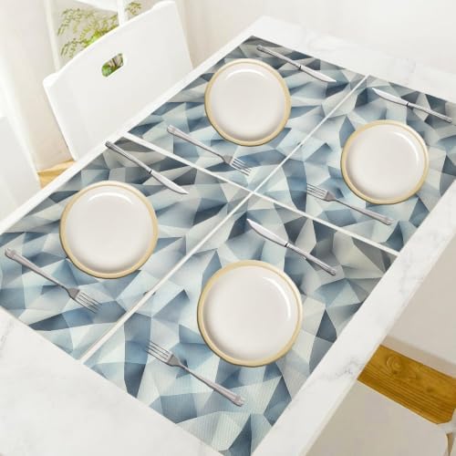 Placemats Washable Set of 8-30 x 45 cm Triangle Placemats, Grey Cotton