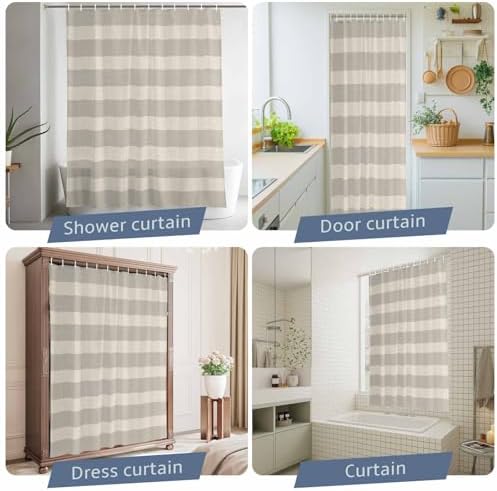 Shower Curtain for Bathroom Minimalist Taupe Stripes Bathtub Curtains