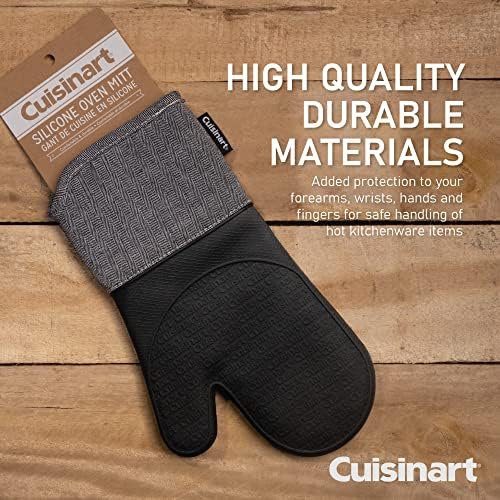 Cuisinart Charcoal Silicone Oven Gloves - Single Oven Mitt with Grey