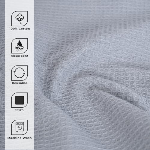 Blue Needles Cotton Kitchen Towels Waffle Weave Set of 4-15