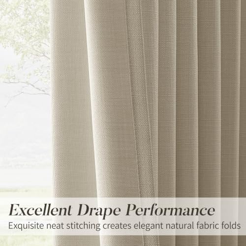 Pinch Pleated 84 Inches Long Linen Curtains for Living Room or