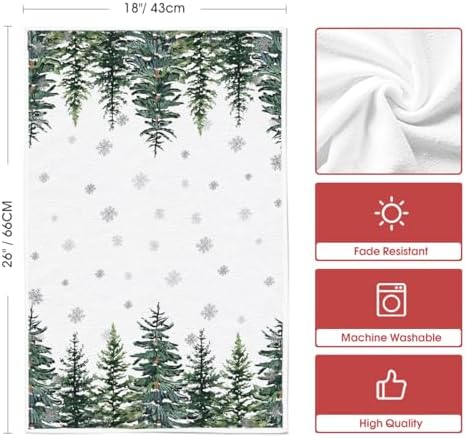 Artoid Mode Elk Trees Bowknot Winter Kitchen Towels Set of 4 18x26
