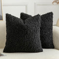 Pack of 2 Curly Teddy Wool Faux Fur Throw Pillow Covers Fuzzy Accent