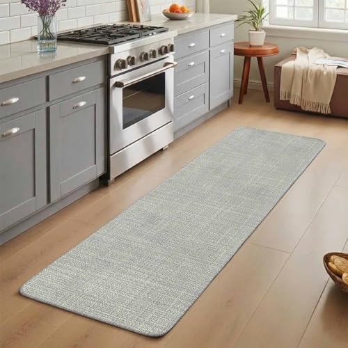 Rustic Light Gray Bathroom Runner Rugs Non Slip Washable Absorbent