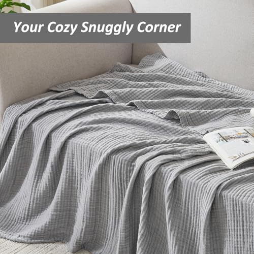 EMME Muslin Cotton Blanket Adults Heather Grey King 108" X 90"