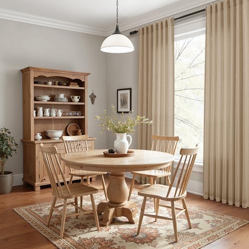 Joywell Linen Curtains 96 Inches Long for Living Room Sand