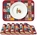 vctops Quilted Rectangular Placemats Set of 6 Washable, Heat Resistant
