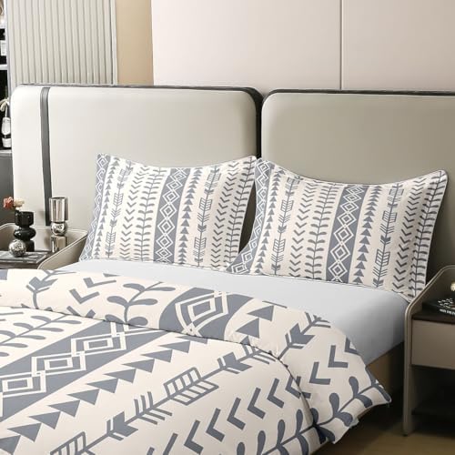 Erosebridal Boho Arrow 100% Cotton Duvet Cover Queen Beige Grey