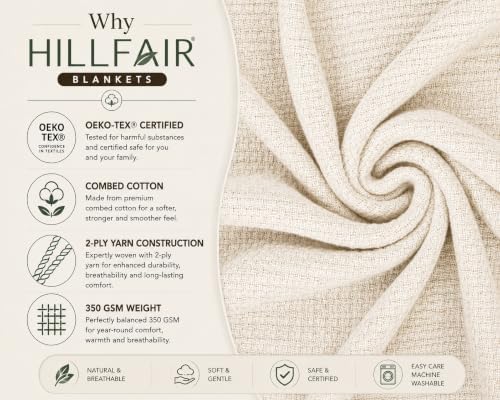HILLFAIR 100% Combed Cotton Blanket– California King Size Bed Blanket