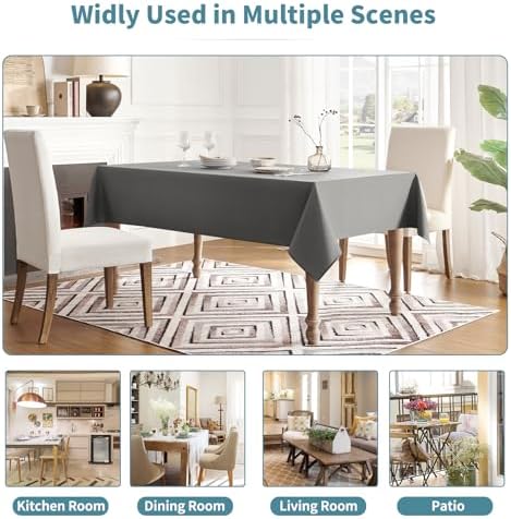 Veblandy Table Cloth Rectangle Waterproof Spill-Proof Wrinkle-Free