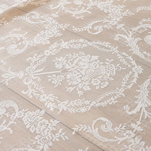 Deeprove Ivory Lace Curtains 84 inches Length 2 Panels Set for Bedroom