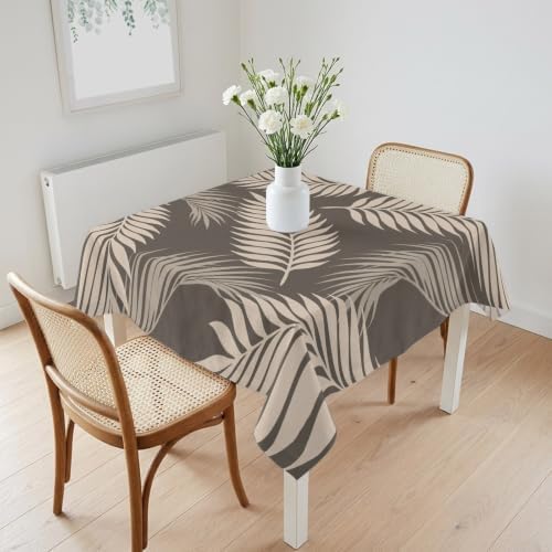 Rustic Palm Leaves Table Cloth, Tropical Leaf Botanical Summer Gray