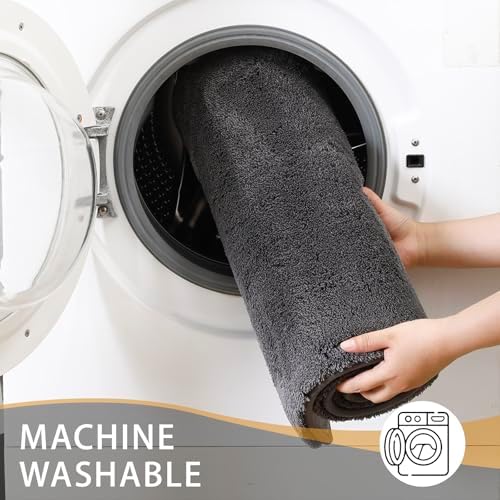 MINIDEAR Bathroom Rugs 24x17 Volcanic Gray - Thick Memory Foam Bath