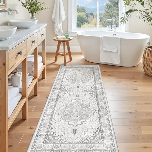Madane Washable Runner Rug 2x6 Runners for Hallways Non Slip, Grey