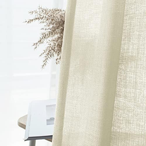 Melodieux Cream Yellow Semi Sheer Curtains 108 Inches Long for Living