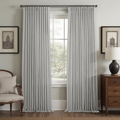 Light Grey Pinch Pleat Curtains 108 Inches Long for Living Room 2