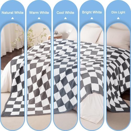 Whale Flotilla Checkered Knit Throw Blanket for Couch Bed Sofa, Grey