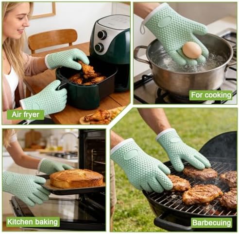 2Pack Oven Mitts Heat Resistant,Silicone Oven Gloves with