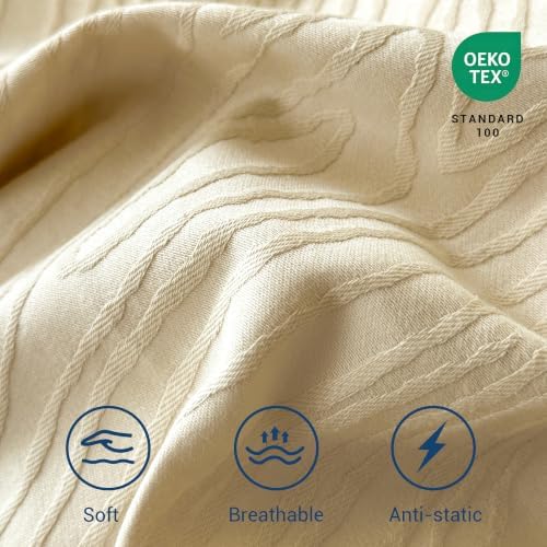 SheRest Cream Textured Duvet Cover Twin/Twin XL Size - 2 Pieces 145GSM