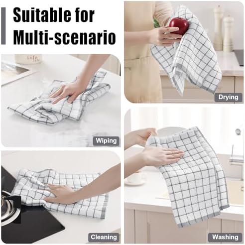 Homaxy 100% Cotton Kitchen Towels and Dishcloths Set