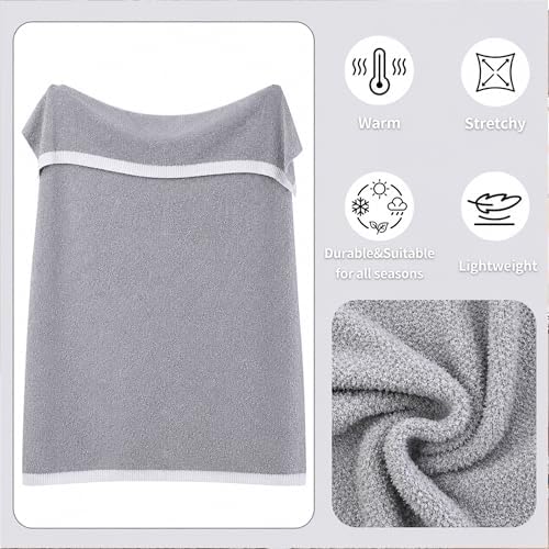 Light Gray Throw Blanket for Couch, Reversible Super Soft Cozy