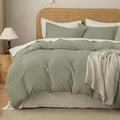 David's Home Textured Waffle Weave Duvet Cover Set, King Size, Dusty