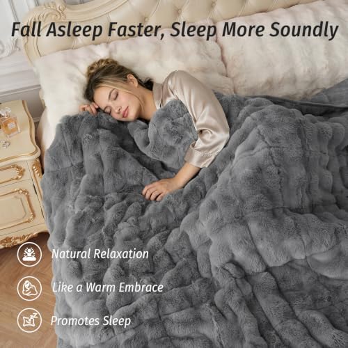 Wemore Fluffy Weighted Blanket for Adults 60" X 80" 15 lbs Queen Size