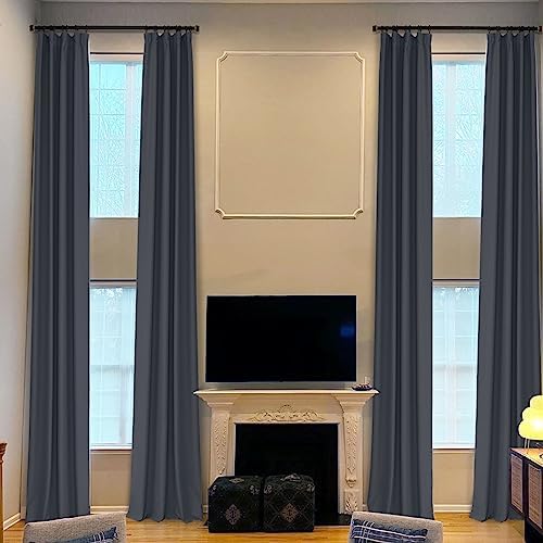 Fcosie Dark Grey Extra Long Blackout Curtains 120 Inches Long 4-IN-1