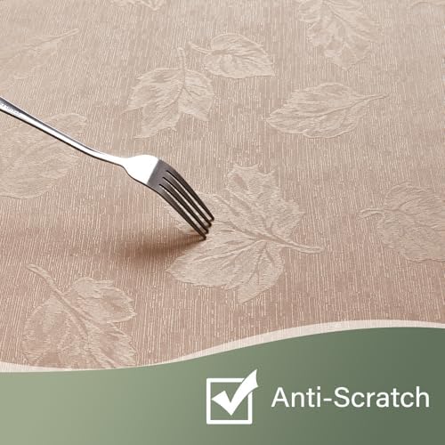 Taupe Jacquard 52x70 Rectangular Thanksgiving Christmas Tablecloth
