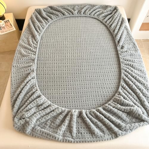 Waffle Weave King Fitted Sheet Deep Pocket 15" - Ultra Soft Textured