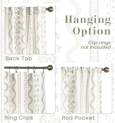 Linen Curtains 96 Inches Long 2 Panel Set,Modern Farmhouse Floral