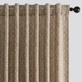 MIULEE Patterned Farmhouse Linen Curtains, Back Tab, 52Wx96L, Brown
