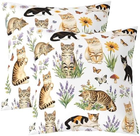 Feelyou Cat Throw Pillow Covers Set of 2
