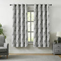 Gray Geometric 100% Blackout Window Curtains, 52" Wx63 Lx2