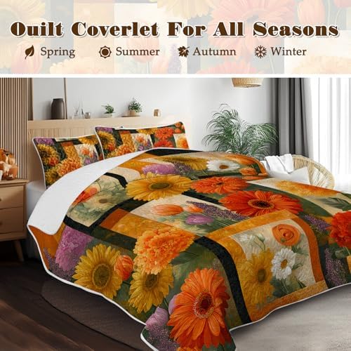 BlessLiving 3-Piece Quilt Set King Size, Soft Microfiber Lightweight