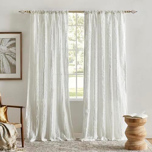PRIMROSE Light Filtering Sheer Curtains for Living Room 96 Inches
