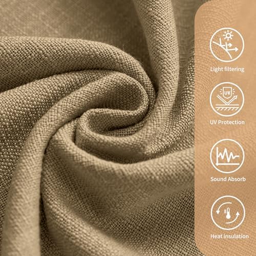 LUSTROWIN Natural Linen Curtains 96 Inches Long for Living Room