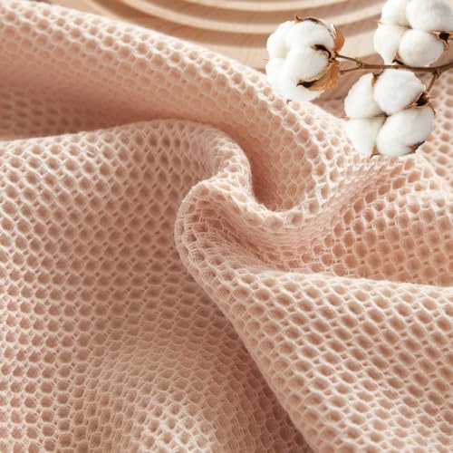100% Cotton Throw Blanket Honeycomb Weave Gauze Knit, Desert Sand