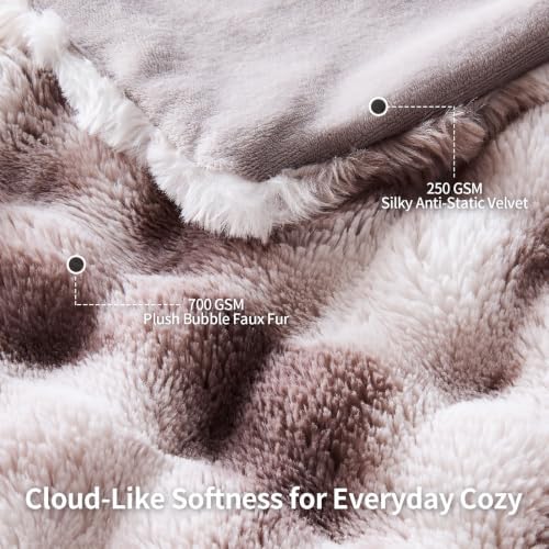 IFNOW Cozy Faux Rabbit Fur Bubble Blanket Twin Size,Tie Dye