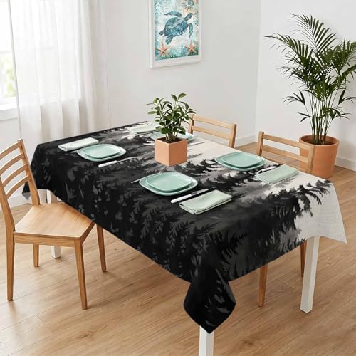 Forest Tablecloth Rectangle 60 x 120 Inch, Vintage Gray Farmhouse