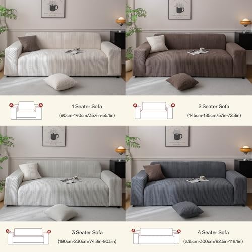 Full Coverage Loveseat Couch Cover for Sofa, Beige, 2 Seater