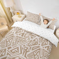 Erosebridal Light Beige Kids King Bedding Set Geometric Triangle