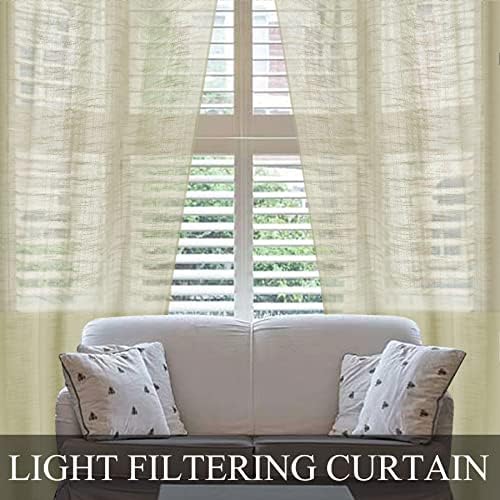 Fcosie Beige Linen Drapes 120 Inches Long Grommet Top Curtain Panel