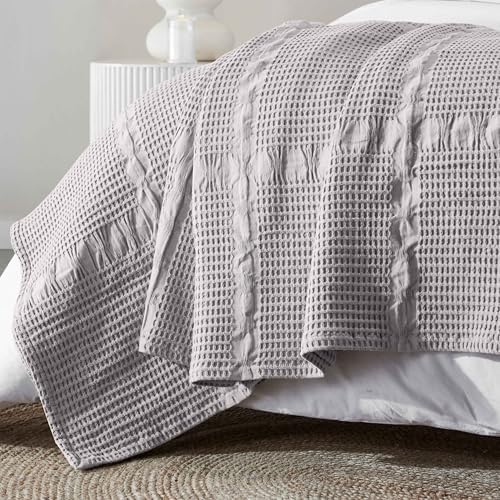 Waffle Weave Honeycomb Cotton Blanket, Comfy Blanket for Bedroom